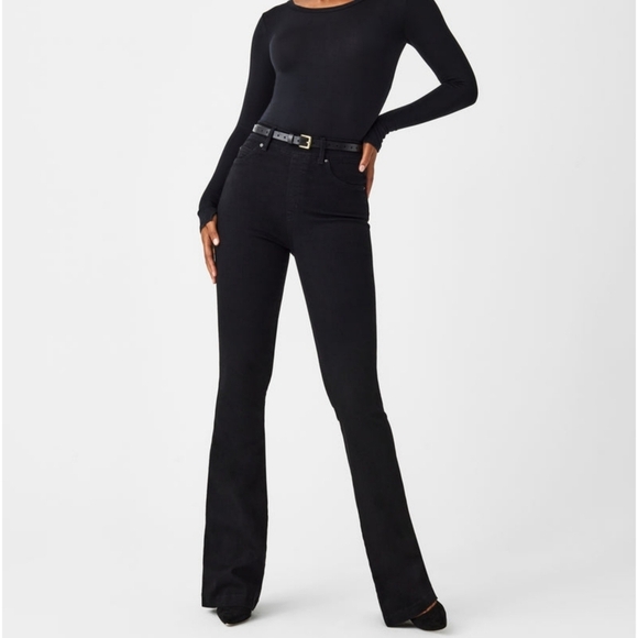 SPANX shape EveryWear Flare Jeans Black Wide Leg Small S - Picture 2 of 10